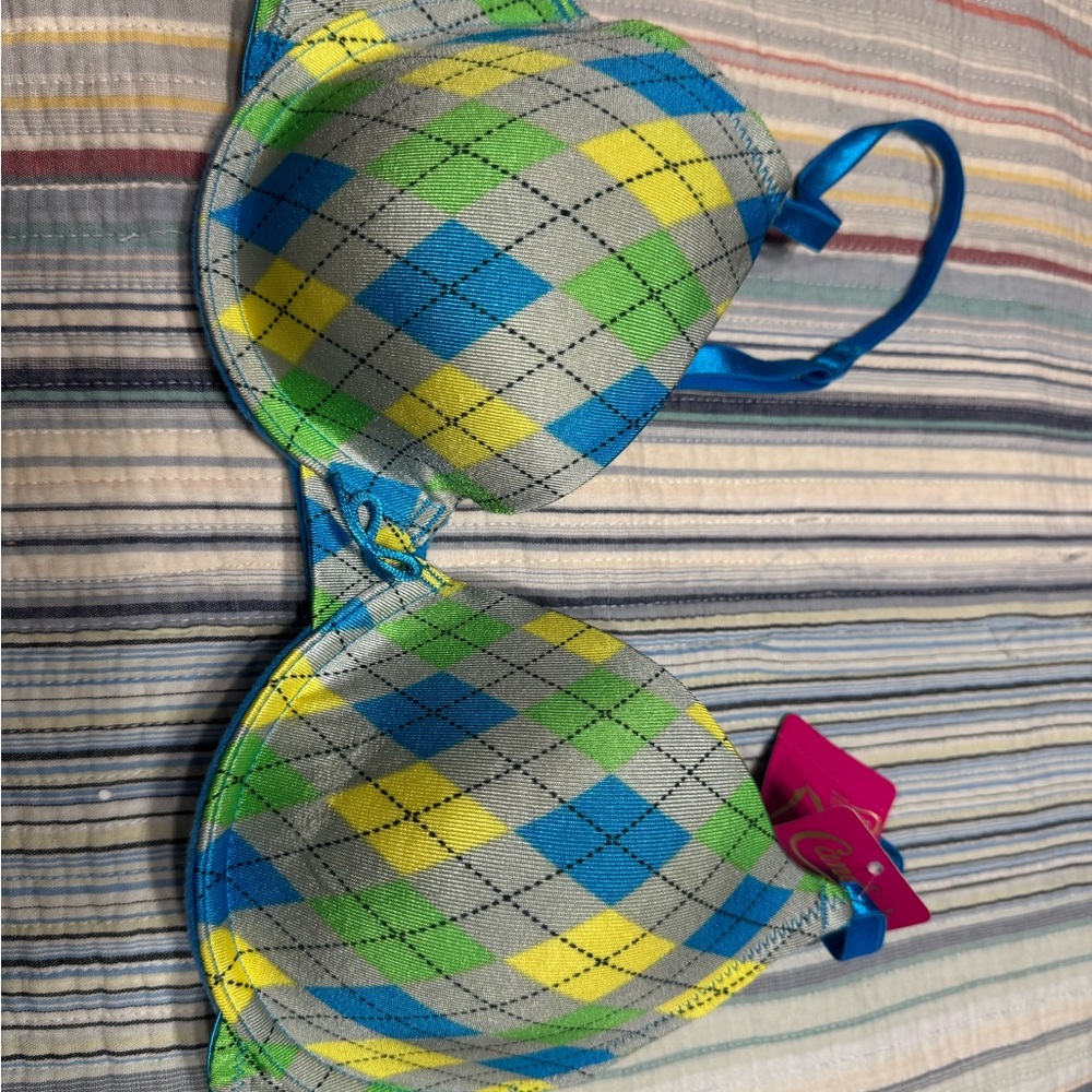 Candie's Blue and Green Plaid Bra